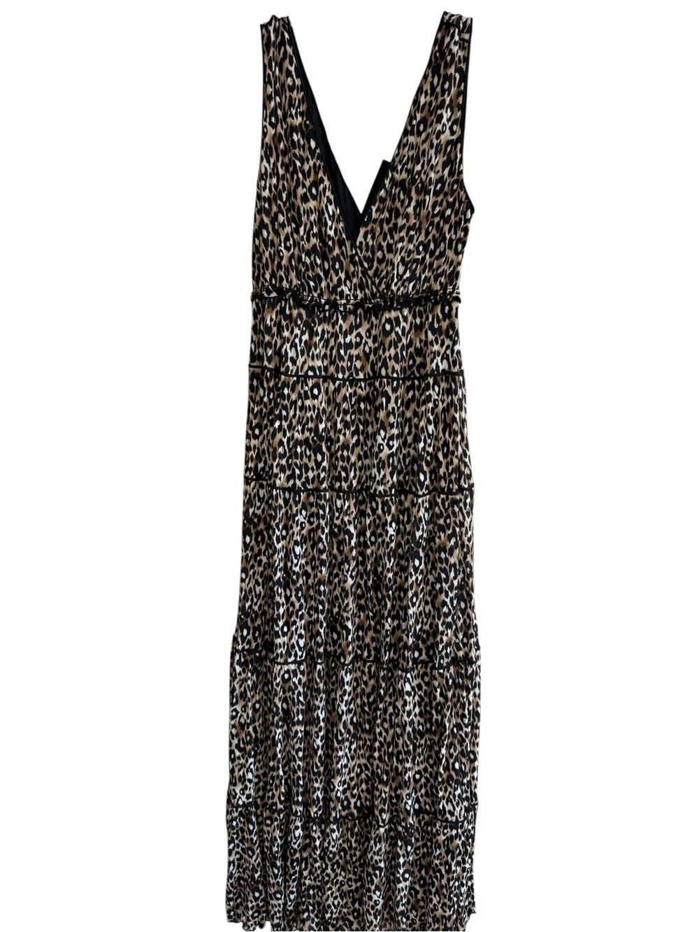 Style & Co Leopard Print Maxi Dress Large NWT Sleeveless Tiered Boho